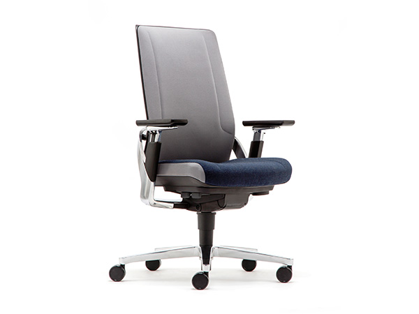 chrome blue grey office chair